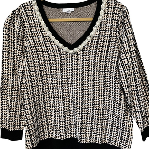 NWOT, Charter Club V-Neck Beaded Trim Sweater, Sz XXL - Picture 8 of 12